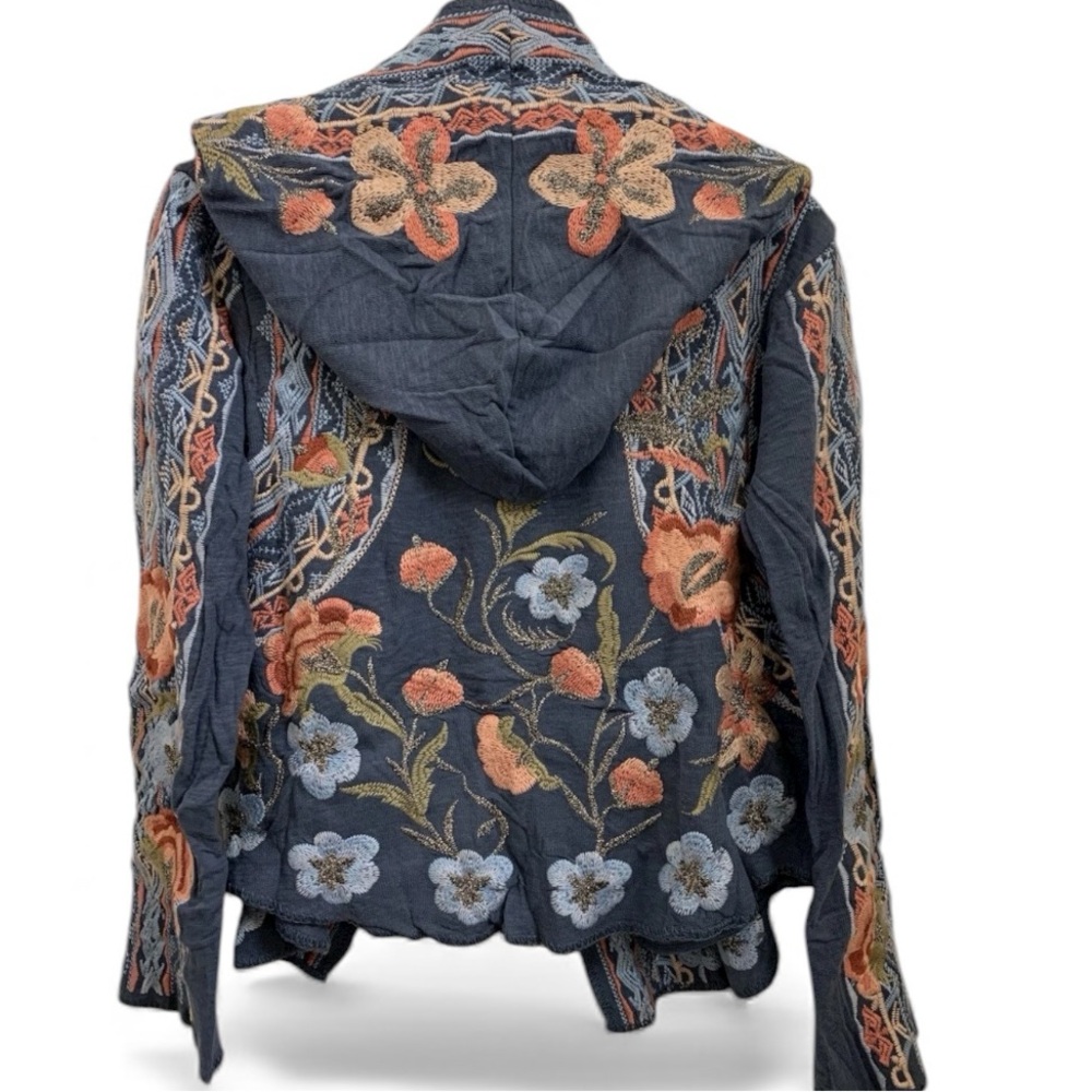 Johnny Was metallic thread Syelles Embroidered
Hoodie Jacket Indigo NWT RARE - Picture 3 of 16